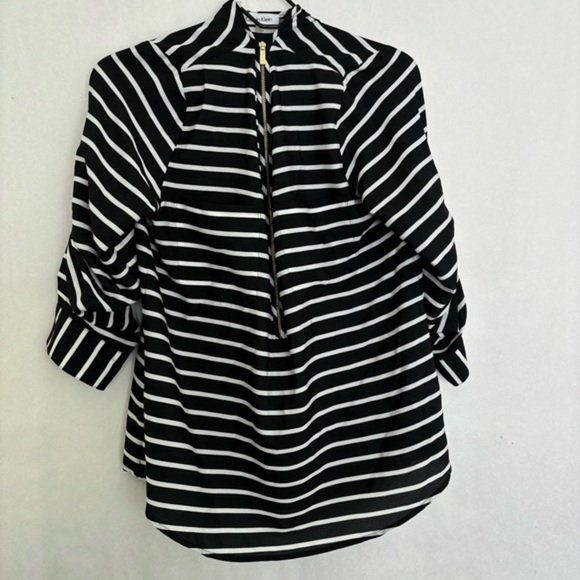 5/$25 Calvin Klein striped top sheer blouse medium - Picture 1 of 3